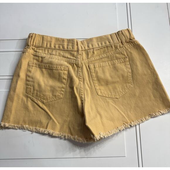 Love Tree Denim Shorts Womens Size Large Yellow Raw Hem Distressed Stretch - Picture 5 of 5